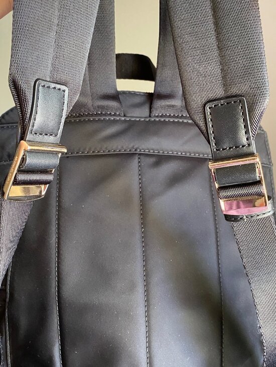 Michael Kors MK Polly Nylon Black Slim Backpack with Gold Details main image 6